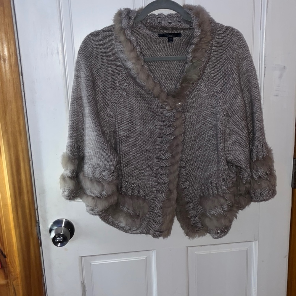 Knitted sweater cloak cover up